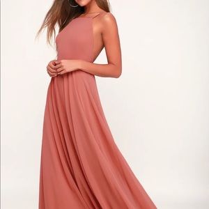 Lulus Mythical Kind of Love Rusty Rose Maxi Dress size small